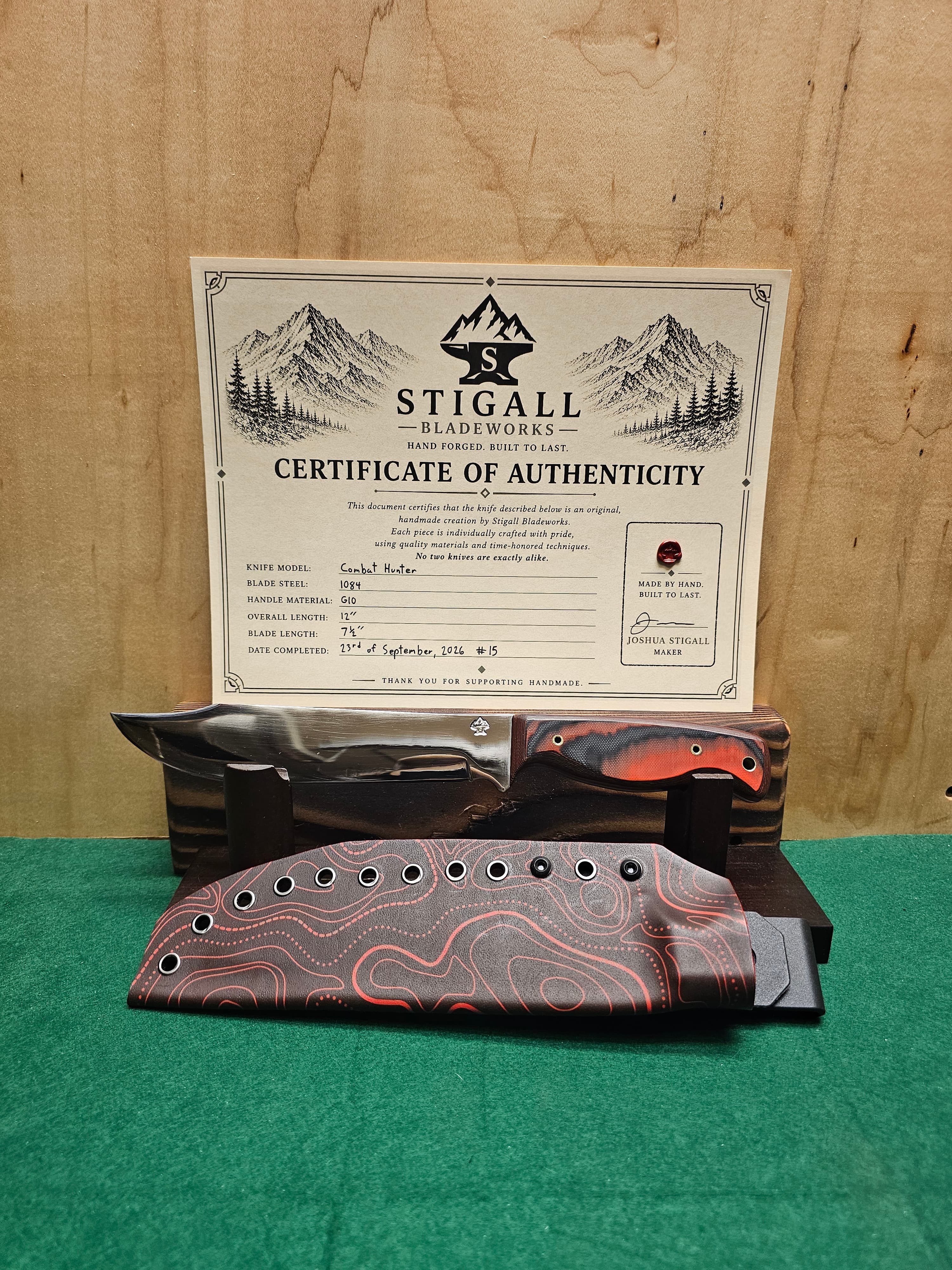 Combat Hunter — hand-forged hunter knife in 1084 with a G10 handle by Stigall Bladeworks