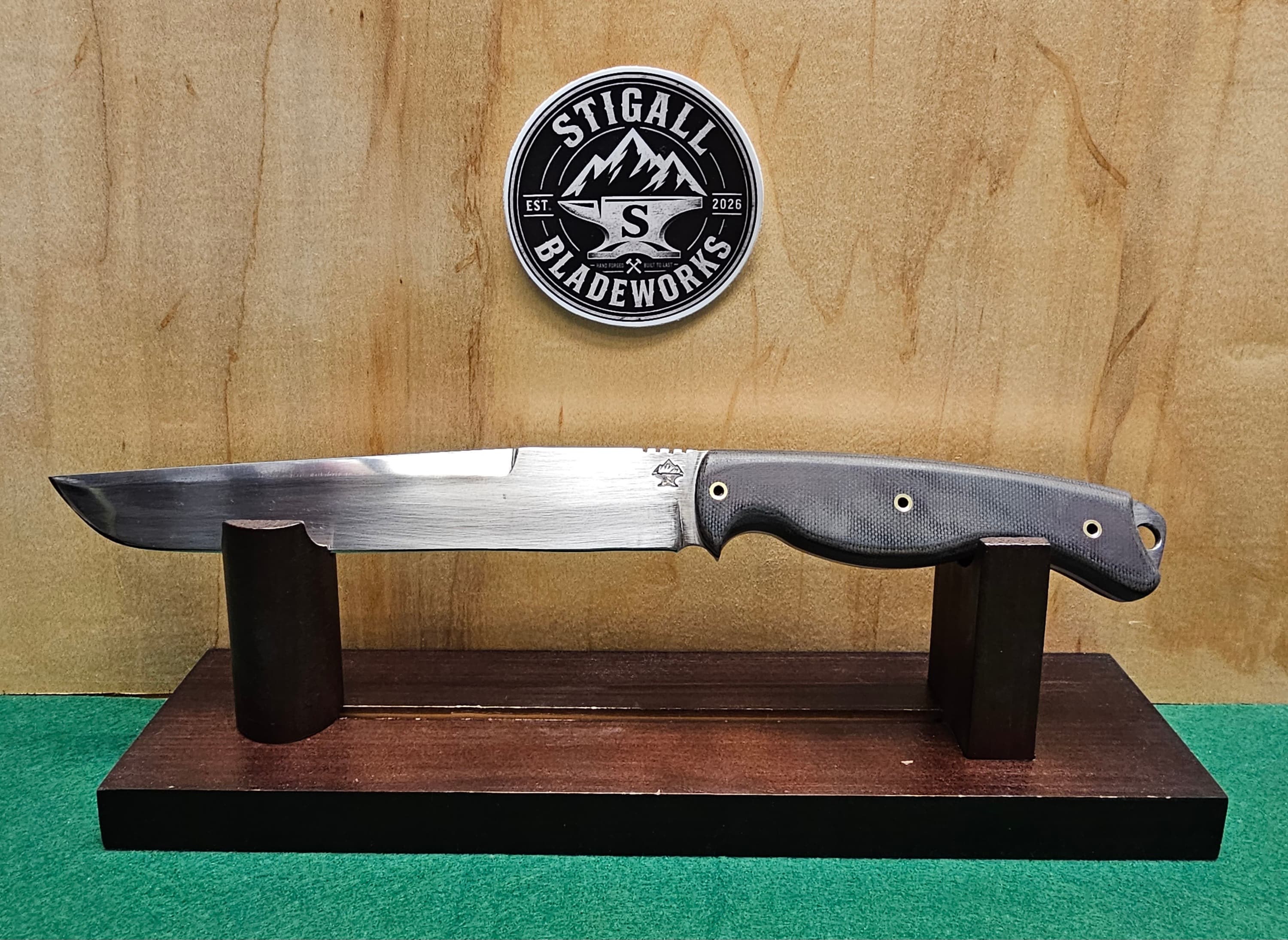 SB Raider Tanto — hand-forged fighter knife in 1084 with a Canvas Micarta w/ G10 Liner handle by Stigall Bladeworks