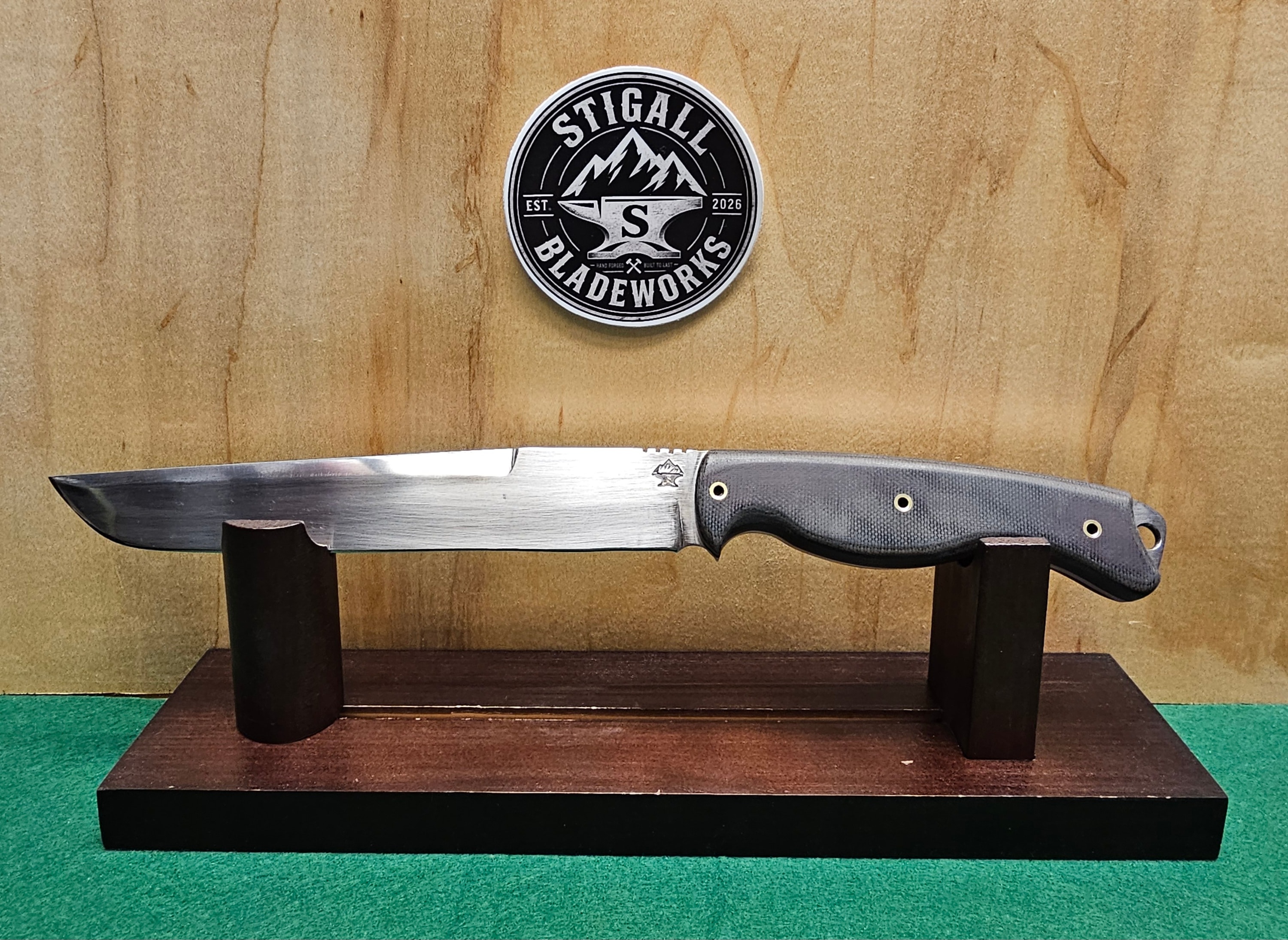 SB Raider Tanto — hand-forged fighter knife in 1084 with a Canvas Micarta w/ G10 Liner handle by Stigall Bladeworks