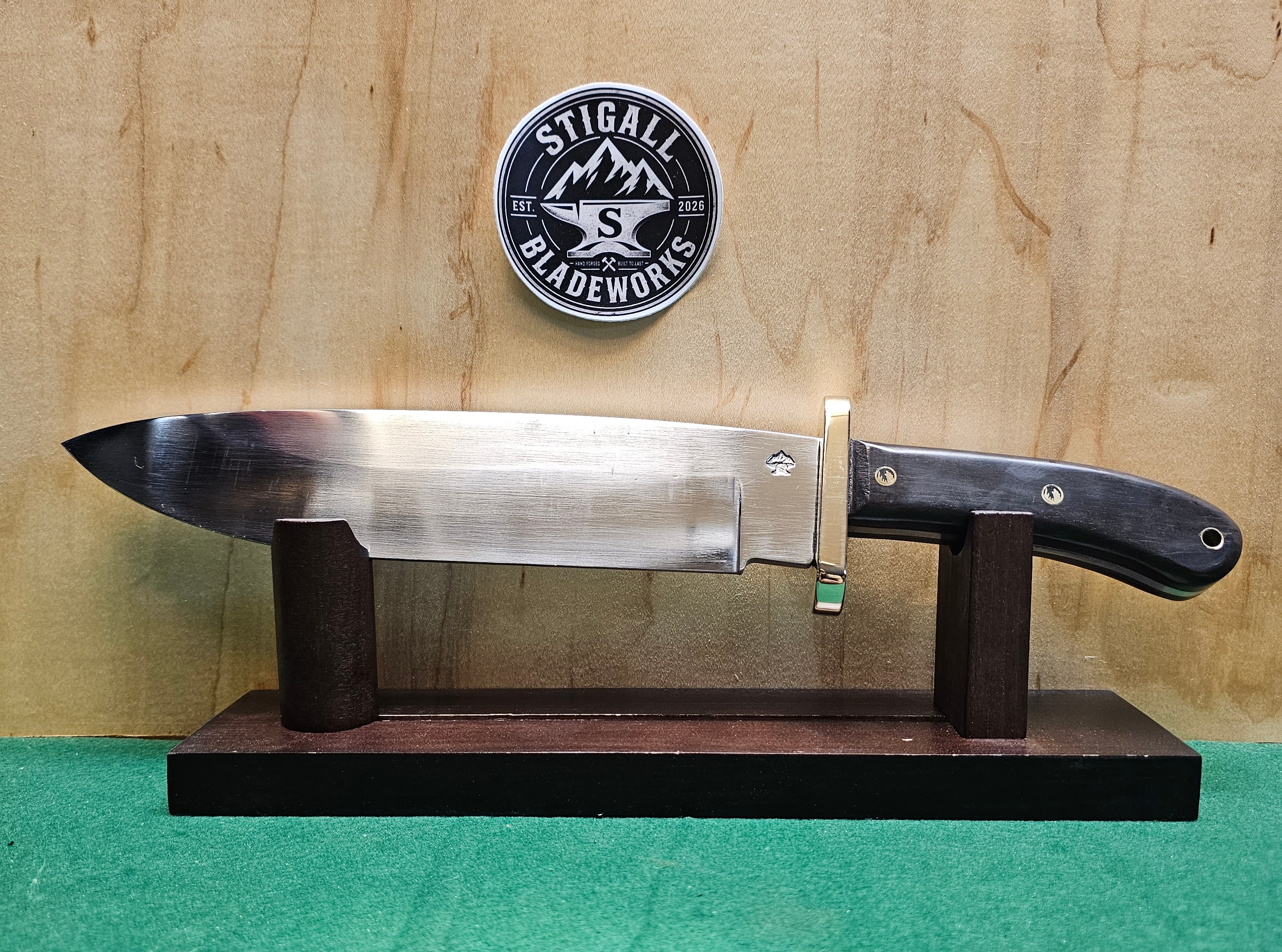 Frontiersman Bowie — hand-forged bowie knife in 1084 with a Black Ebony handle by Stigall Bladeworks
